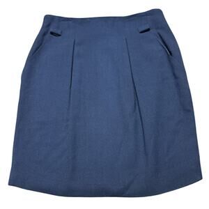 Uffizi Tan Navy Straight Knee Length 100% Wool Skirt Sz 44 US 12